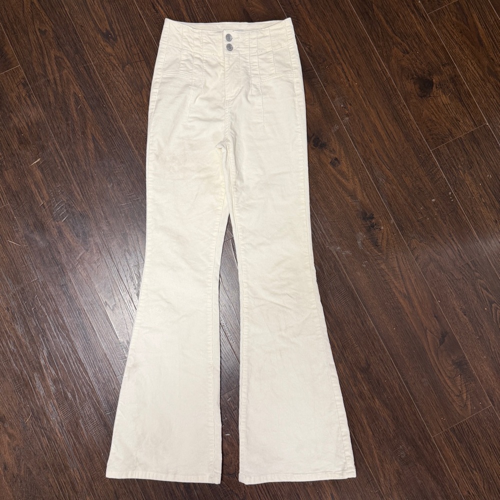 TRUE CRAFT CREAM CORDUROY JEANS PANTS HIGH WAIST